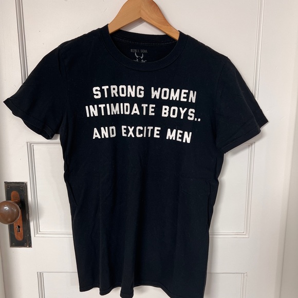 Black REBEL SOUL COLLECTIVE tshirt white lettering strong women- size S - Picture 1 of 5